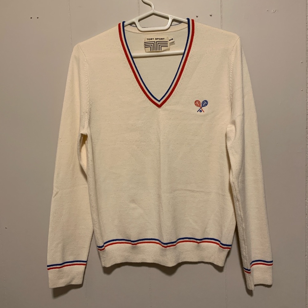 Tory Sport Tory Burch Cream Tennis Sweater Size M